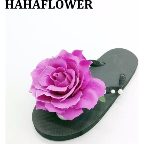 HAHAFLOWER Summer style women shoes flat sandals flip flops with non-slip Rose slippers female big size 35-45 free shipping