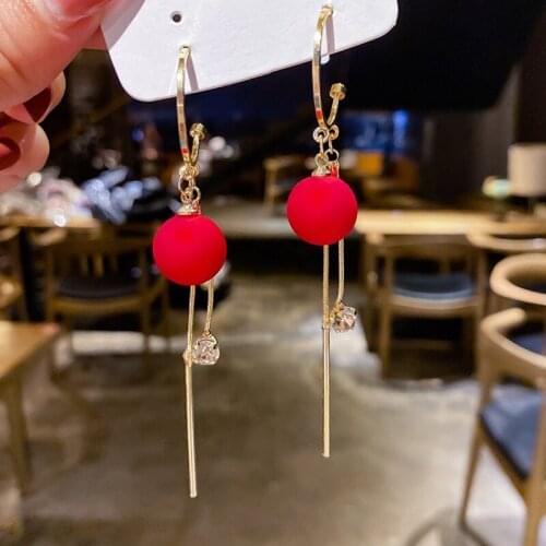 19 Styles Fashion Red Color Rhinestone Earrings Long Tassel Lucky Red Round Ball Earring For Women Wedding Party Jewelry Gifts