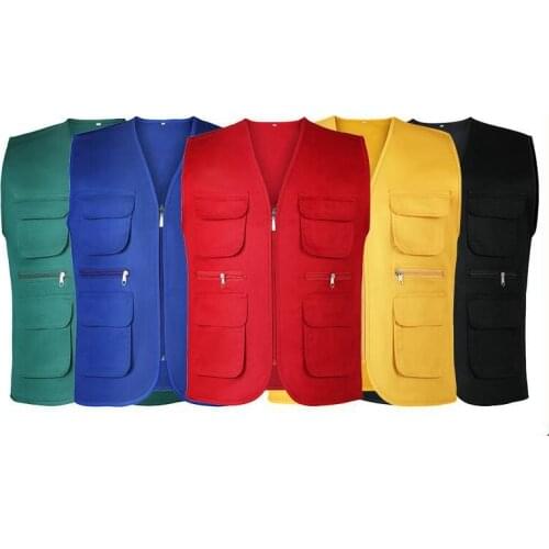 Men Volunteer Waistcoat Customized Workwear Advertisting Solid Color Text Logo Printing Unisex Work Clothes Sleeveless Vests