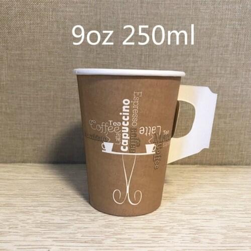 100pcs Creative disposable coffee cup party birthday favor beverage juice water milk tea drink paper cups with handle