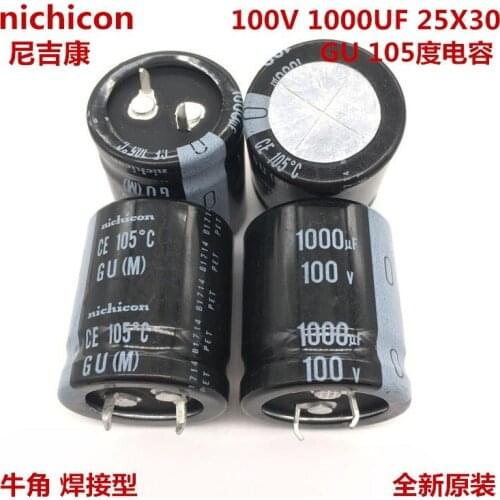 2PCS/10PCS 1000uf 100v Nichicon GU 25x30mm 100V1000uF Snap-in PSU Capacitor
