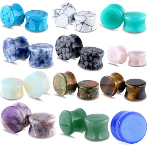 2PCS/Lot Stone Ear Plugs Gauges Earrings Women Men Ear Plug Flesh Tunnel Piercing Expander Ear Stretcher Body Piercing Jewelry