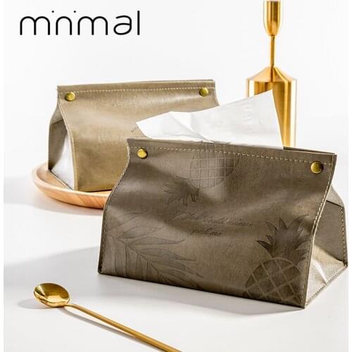 2021 New Napkin Tissue Holder Ins Nordic Leather Tissue Box Paper Dispenser Tissue Holder Case For Office Home Decoration