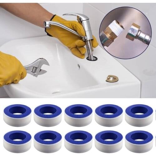 24BB 10 Rolls/Set Plumbers PTFE Water Pipe Sealant Tape Flex Thread Seal Waterproof White Stickers for Joint Plumbing Fitting