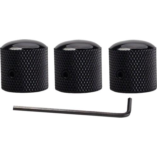 3Pcs Professional Metal Black Guitar Tone Volume Knob with Hole Guitar Parts