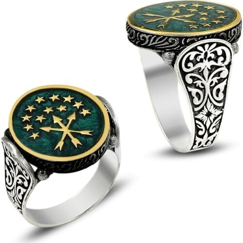 925 Silver Ethnic Circasian Rings for Men Traditional Caucasian Ring for Man