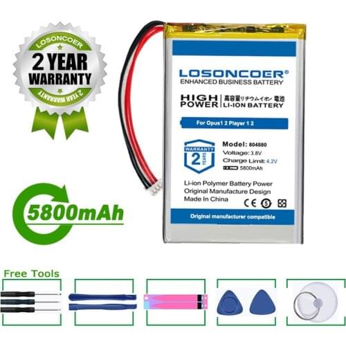 LOSONCOER Battery 804880 5800mAh For Charm Opus Opus1 Opus2 Player 1 2