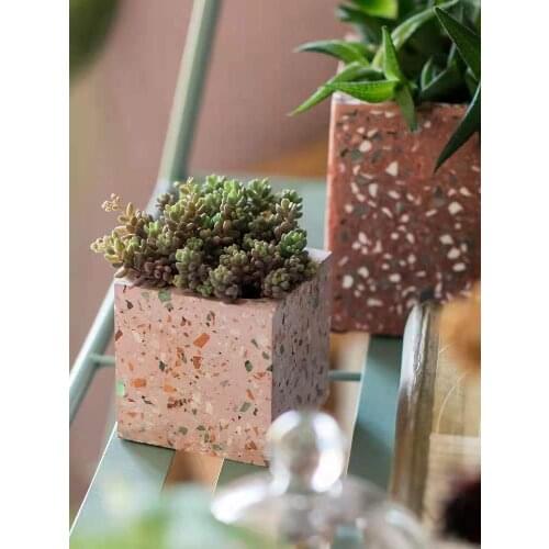 Creative Design Art Of Free Combination Of Geometric Shape Of Ju Han Terrazzo Concrete Flower Pot