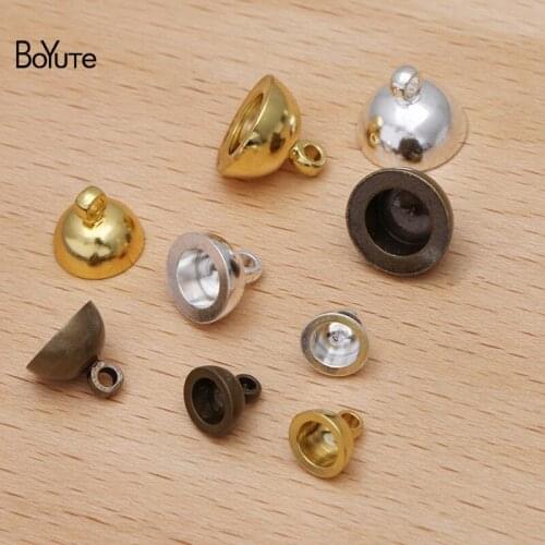 BoYuTe (100 Pieces/Lot) 6*4MM 8*5MM 10*6MM Stamping Metal Brass End Hanging Clasps Bead Caps Diy Handmade Jewelry Accessories