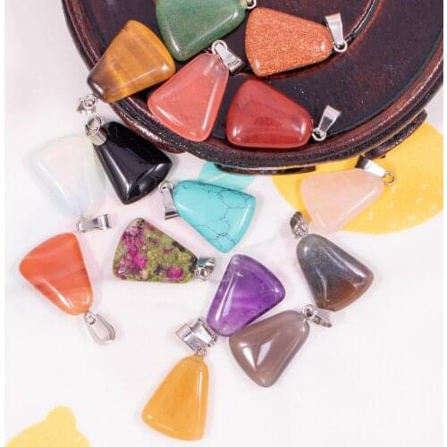 Crystal Stone Pendant Trapezoid Bead Necklace 50pcs Lot Blue Sand Charms For Diy Jewerly Making