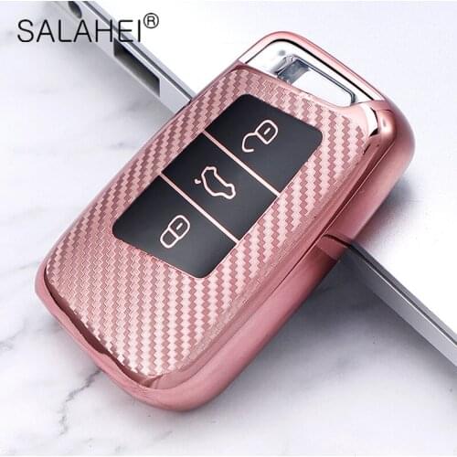 TPU Carbon Fiber Car Key Case For Volkswagen VW Magotan Passat B8 TIGUAN MK2 For SKODA Superb A7 Full Cover Accessories
