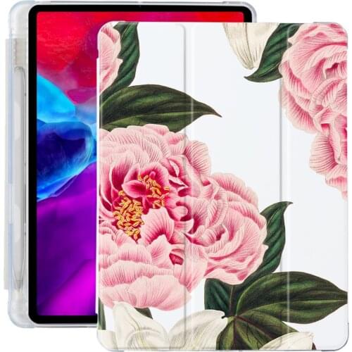 For ipad Case Pink Peony flower For iPad 10.9 inch Air 4 2020 5th 6th 10.2 inch 8th Generation 12.9 inch Pro 2018 Mini 4 5 Cover