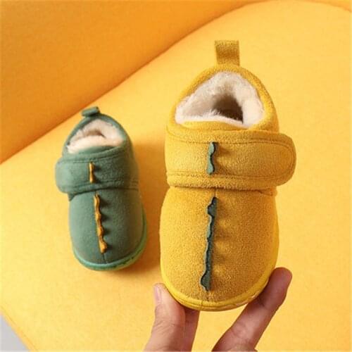 Childrens cotton-padded shoes boy winter infants slippers plus fleece girls snowshoes 1-5 years old shoes non-slip boots