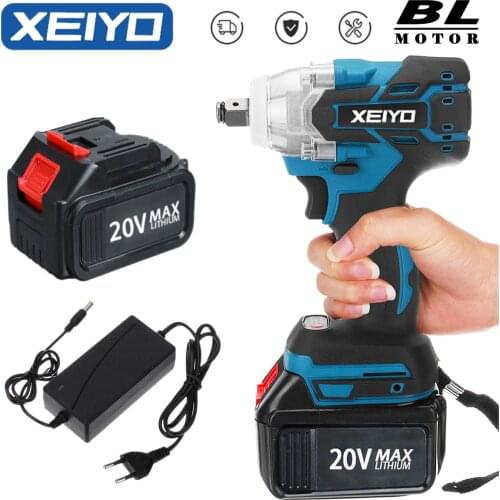 XEIYO 1/2 Inch Electric Brushless Impact Wrench Socket Drill Cordless Torque Screwdriver Battery Rechargeable Woodworking Tool
