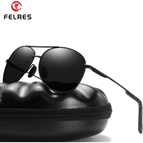 FELRES Metal Frame Polarized Sport Sunglasses For Men Outdoor Driving Fishing Anti-glare UV400 Glasses With Box 8013
