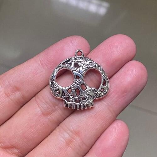 18pcs Filigree Sugar Skull Face Pendants Charms Jewelry Making DIY Mens WomenNecklace Bracelet Handmade Crafts Accessories