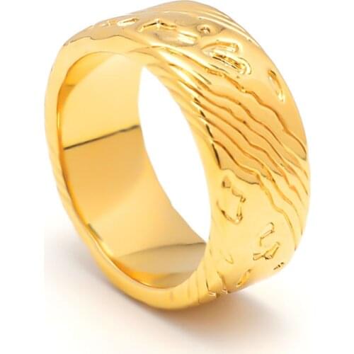 VAROLE Simple Wood Grain Rings For Women Gold Color Minimalist Rings Fashion Jewelry Anillos Mujer