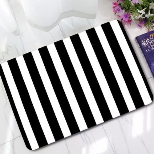Black white Vertical Stripes Bath Mat Rubber simple Door Mat Non-Slip Bathroom Carpet Living Room Rug Bedroom Floor Mats free