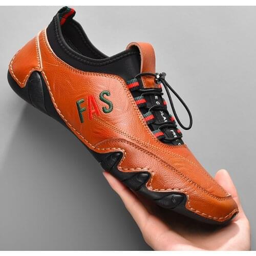 Men Casual Shoes Top Quality Cow Leather Man Casual Sneakers Lace Up Men Fashion Outdoor Sneakers Brand Flats Shoes Men