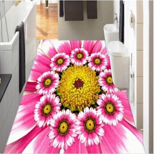 Wellyu Customized large-scale murals beautiful flowers 3D flooring patch pvc thicker wear-resistant background
