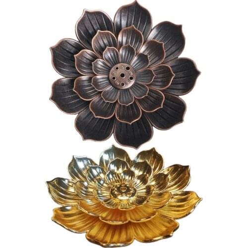 Retro Home Incense Burner Delicate Decorative Alloy Aromatherapy Oven Nasturtium Lotus Censer Stick Holder for Gifts