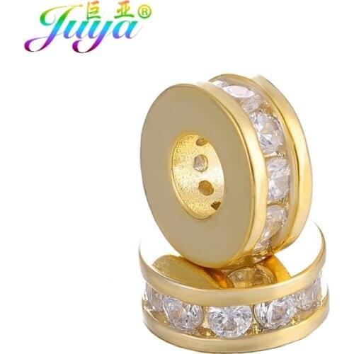 Juya DIY 7 8 9 10 mm Metal Spacer Beads Supplies Decorative Separator Divider Beads For Handmade Beadwork Beads Jewelry Making