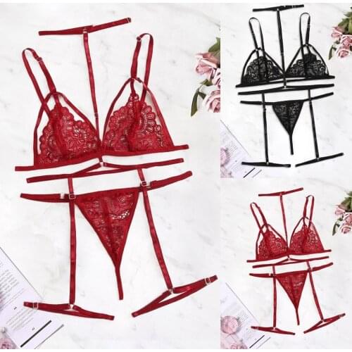 Fashion Womens Underwear Set Lace Printed V-neck Large Size Underwear + Thong + Socks Set S-2XL new нижнее белье женское 05