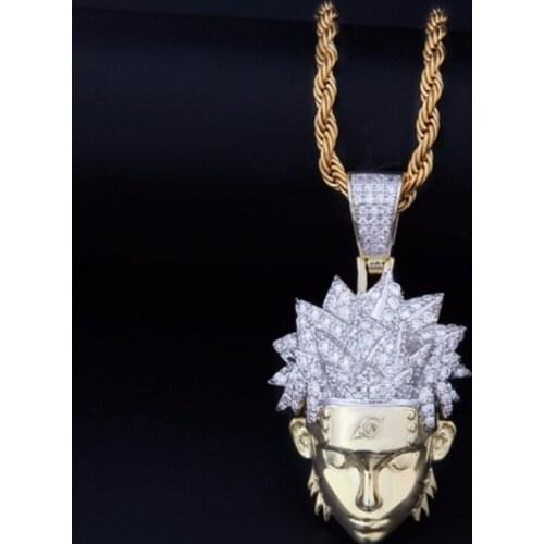 Mens Trendy Hip Hop Crystal Full Cartoon Character Pendant Necklace Personality Rapper Jewelry Gift