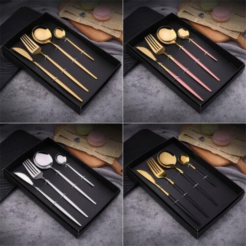 Stainless Dinnerware Gift Box Set 4pcs Silverware Dinner Nordic Tableware Knife Fork Spoon Gold Spoon Fork Set Dinnerware Set