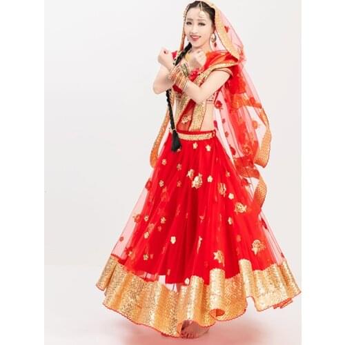 New Indian Dress Female Belly Dance Stage Performance Costumes Oriental Classical Dance Sarees Clothing 3 Piece Suit DQL5821