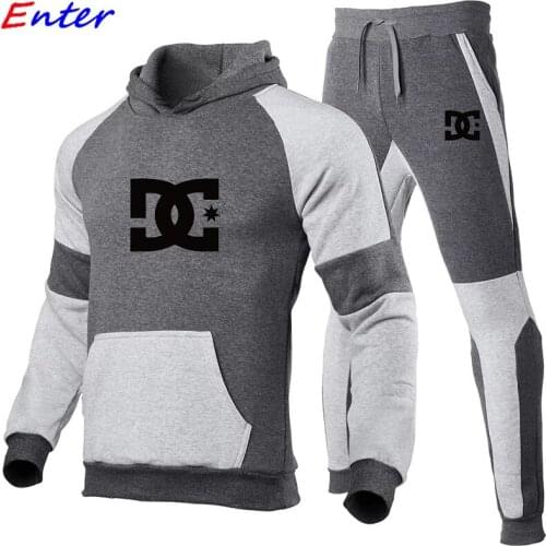 DC 2021Spring Autumn New Mens Hooded Sweater Sports Pants Casual Two-Piece Fashion Loose Essential Hoodie Jogging Fitness Suit
