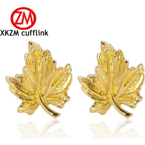 New arrival Luxury shirt Golden maple leaf cufflink for mens Brand cuff buttons cuff links High Quality abotoaduras Jewelry