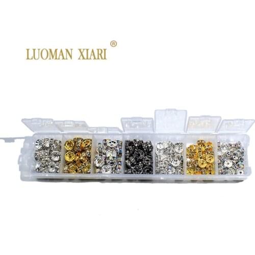 Wholesale Boxed 4/5/6/8/10mm Copper Wheels Spacers Rhinestone Beads For Jewelry Making Golden Silverly Mixed Color AB Plated DIY