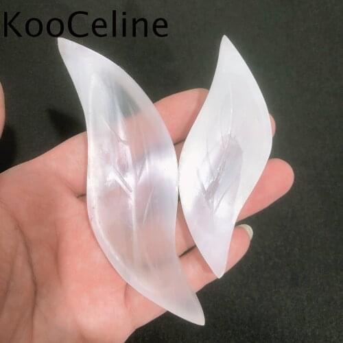 Natural Crystal Quartz Selenite Leaf Shape Bowl Energy Reiki Stone Home Aquarium Decoration Accessories Gemstone