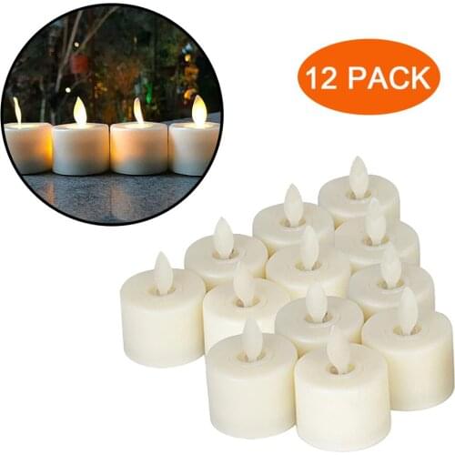 Realistic and Bright Flickering Bulb Battery Operated Flameless LED Tea Light for Seasonal & Festival Celebration, Pack of 12