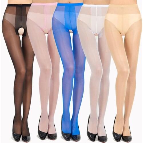 A05 Sexy Pantyhose T Crotch Shiny Stockings Transparent Adult Stocking Seamless Flashing Sexy Open Crotch Socks For Woman