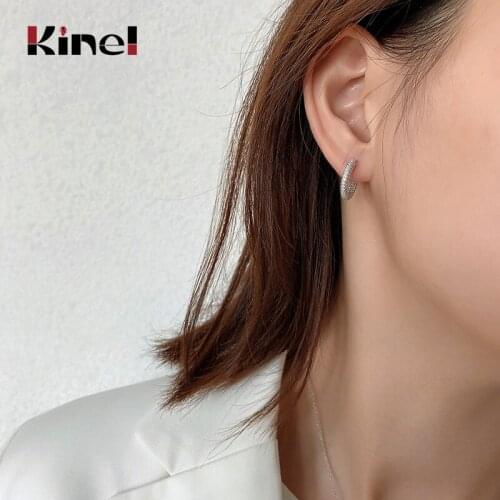 Kinel Wedding CZ Unusual Earrings for Women 925 Sterling Silver Nordic Style Fashion Female Eleagnt Luxury Jewelry