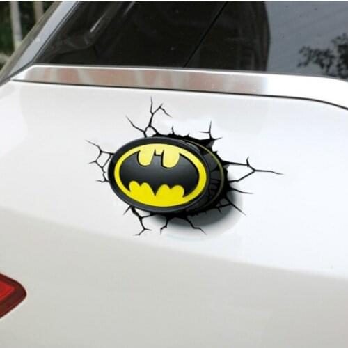 MR TEA Super Hero Series Stickers Decals 3D Broken Car stickers Bat symbol Cute Creative Stickers Decorations Gift