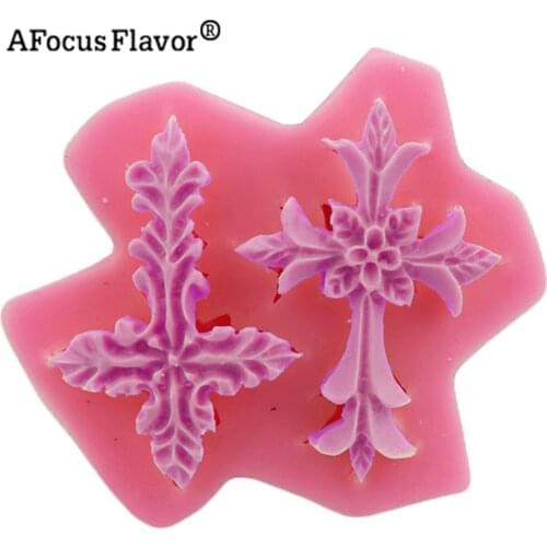 1 Pc Double Cross Silicone Mold Christmas Cake Decorated Candy Cake 3d Jesus Cross Mold Easter Chocolate Baking Stencil