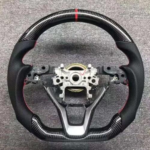 Supercar Cuatomized Carbon Fiber Sports Steering Wheel Alcantara Leather compatible for Honda 10th Generation Accord 2018-2020