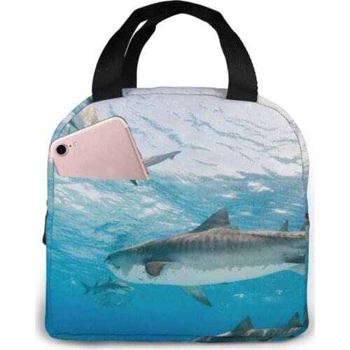 Fantasy Shark Underwater World Lunch Bag Portable Insulated Thermal Cooler Bento Lunch Box Tote Picnic Storage Bag Pouch