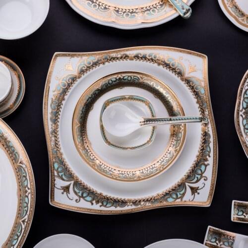 Plate Bone China Dishes High-grade Tableware Set Household Rice Bowl Ceramic Tableware Plate Spoon Housewarming Gift