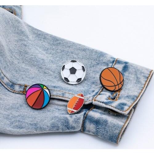 Cute Rugby Football Basketball Enamel Brooch For Women Girls Fashion Ball Badge Pins Jewelry Accessories Party Gifts