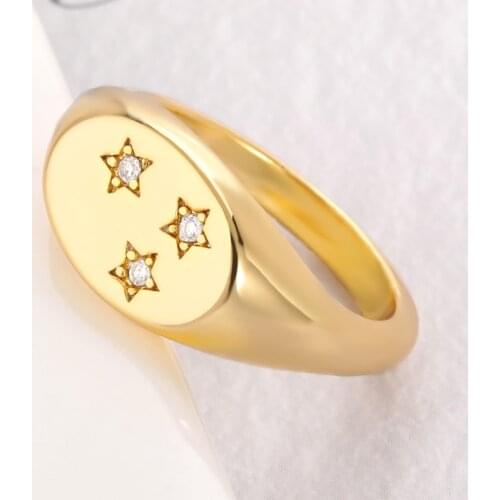 Vintage Chunky Star Womens Ring Simple Punk Rings Stainless Steel Gothic Style Jewelry Zircon Galaxy Wedding Accessories