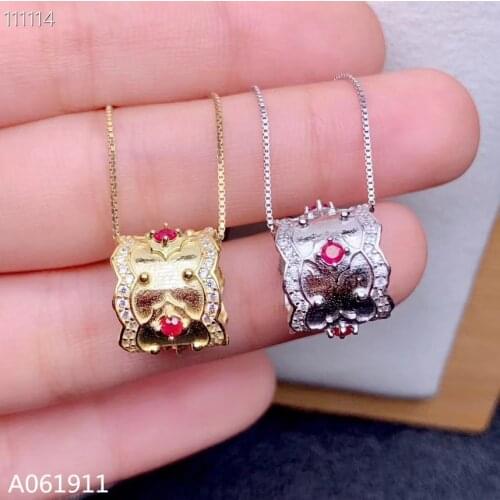 KJJEAXCMY fine jewelry natural ruby 925 sterling silver women pendant necklace chain support test trendy