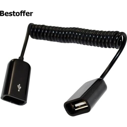 1M 3FT Coiled USB 2.0 A female to USB A female jack extension Spiral Cables Cord