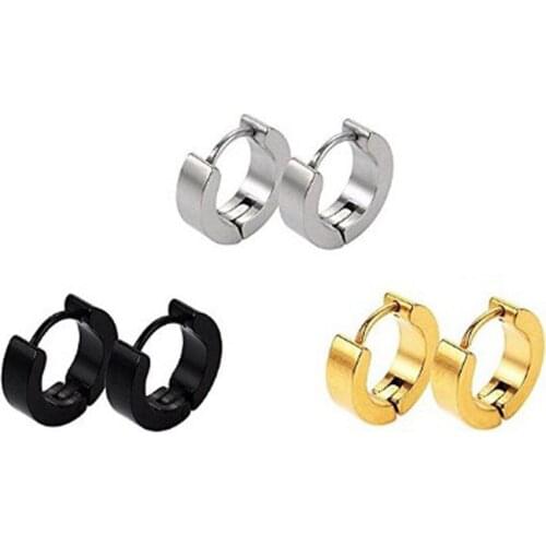 1Pc Fashion Unisex Stud Earrings Small Hoop Titanium Steel Plated Huggie Earring Jewelry Gift Golden Sliver Pendientes