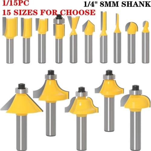 1pc 8mm 1/4" Shank Wood Router Bit Straight End Mill Trimmer Cleaning Flush Trim Corner Round Cove Box Bits Woodworking Bit Tool