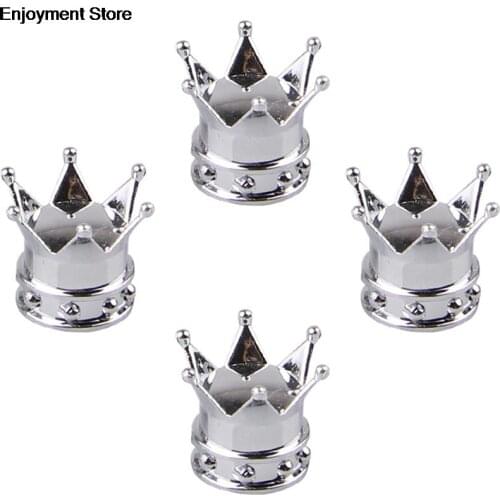 1pc Bicycle Tire Valve Caps Universal Dustproof Silver Crown Tyre Wheel Stem Air Valve Caps Tire Valve Auto Truck Bike