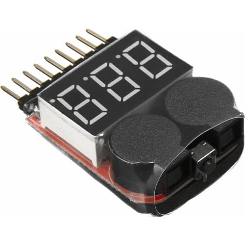 1pcs LiPo Battery Checker RC Airplane Low Voltage Alarm 1-8S Buzzer Monitor Tester For RC Car Boat LED 3.7-30V Dual Speaker